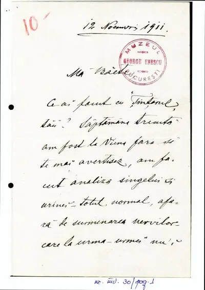 Scrisoare trimisă de Costache Enescu fiului său Enescu, George — تصویر رکورد یوروپیانا