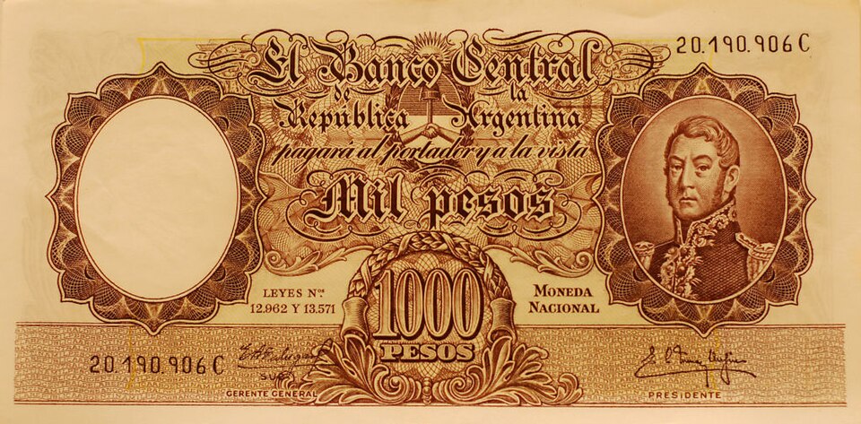 روی اسکناس — 1000 peso آرژانتین