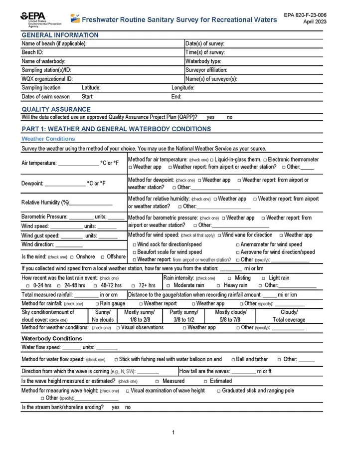 Freshwater Routine Sanitary Survey for Recreational Waters — تصویر رکورد ویکیداده