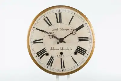 Lackschilduhr, Schild: Josef Turner, Furtwangen 1897 — تصویر رکورد یوروپیانا