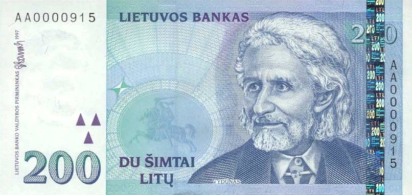روی اسکناس — 200 لیتاس لیتوانی