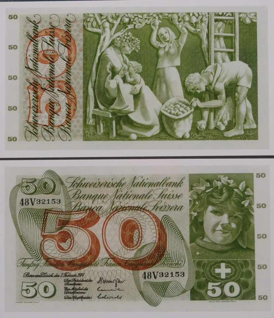 Banknote Fr 50,  historisch,  1957 — تصویر رکورد یوروپیانا