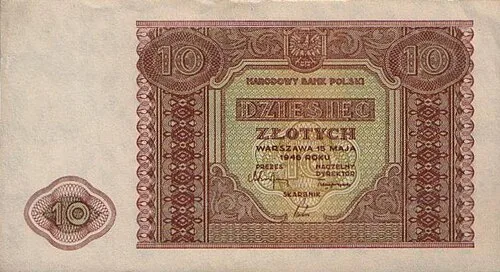 روی اسکناس — 10 złotych لهستان