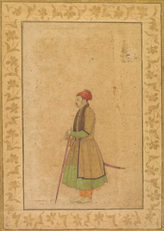 Portrait of Raja Ram Singh of Amber (r. 1667-1688) with a Deccan Sword (recto) — تصویر رکورد موزهٔ هنر کلیولند (دسترسی آزاد)