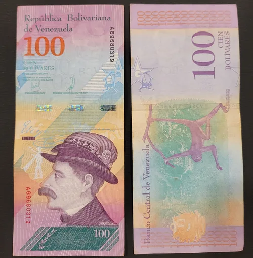 روی اسکناس — 100 Bolivares ونزوئلا