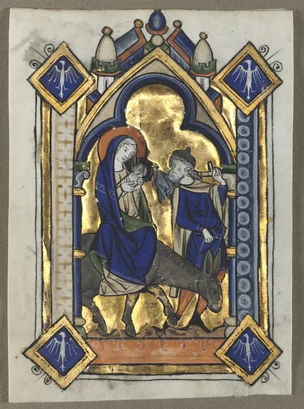 Leaf Excised from a Psalter: Flight Into Egypt — تصویر رکورد موزهٔ هنر کلیولند (دسترسی آزاد)