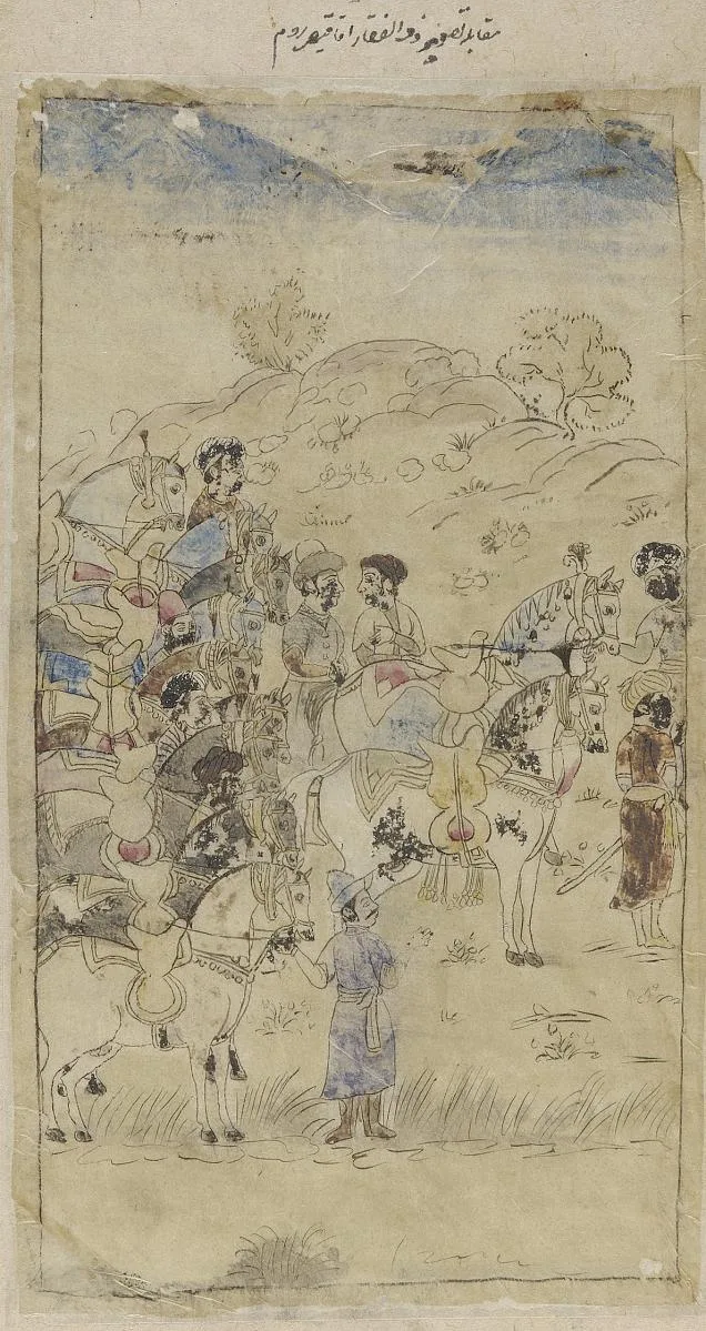 A group of men and horses — تصویر رکورد موزهٔ ملی هنر آسیایی اسمیتسونیان (دسترسی آزاد)