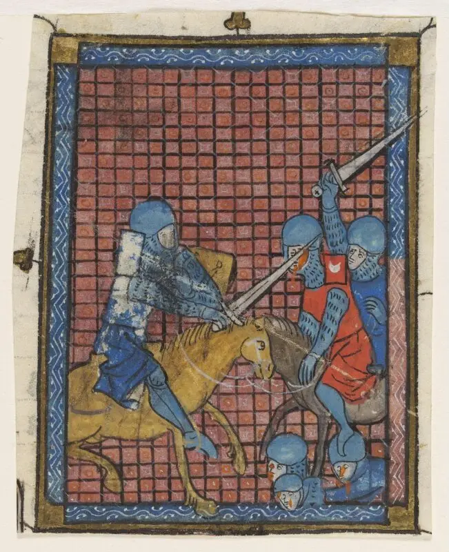 Manuscript cutting: Miniature from the Romance of Pelyarmenus — تصویر رکورد موزهٔ ویکتوریا و آلبرت