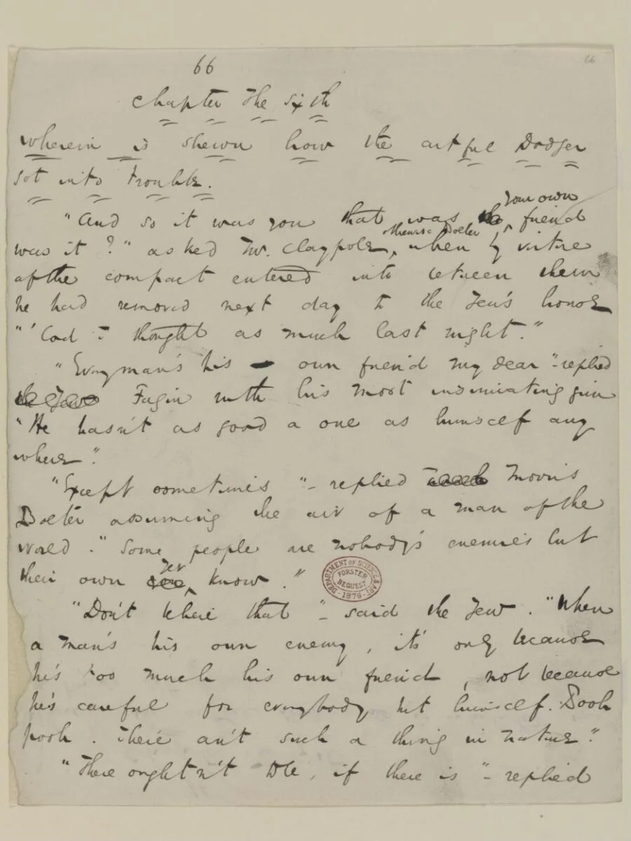 Original manuscript of Oliver Twist, or the parish boy's progress, by Charles Dickens, vol. 8 — تصویر رکورد موزهٔ ویکتوریا و آلبرت