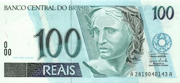 روی اسکناس 100 reais رئال برزیل
