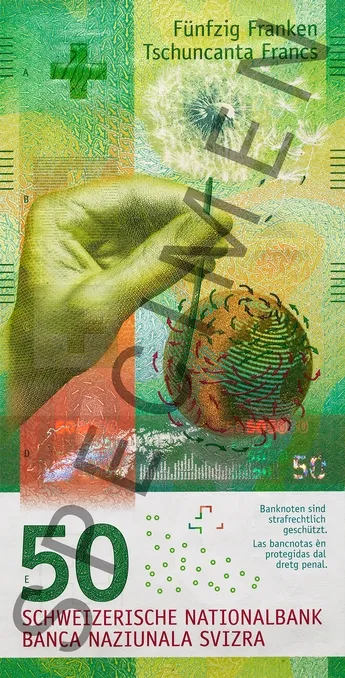 روی اسکناس 50 francs فرانک سوئیس