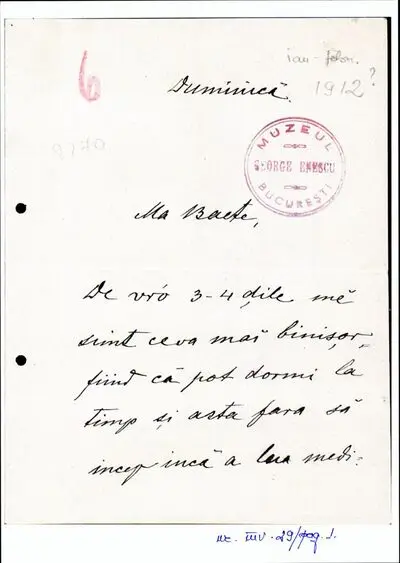 Scrisoare trimisă de Costache Enescu fiului său George Enescu — تصویر رکورد یوروپیانا