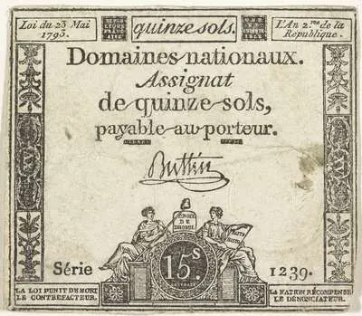 Assignaat van vijftien sols, 1793 — تصویر رکورد یوروپیانا