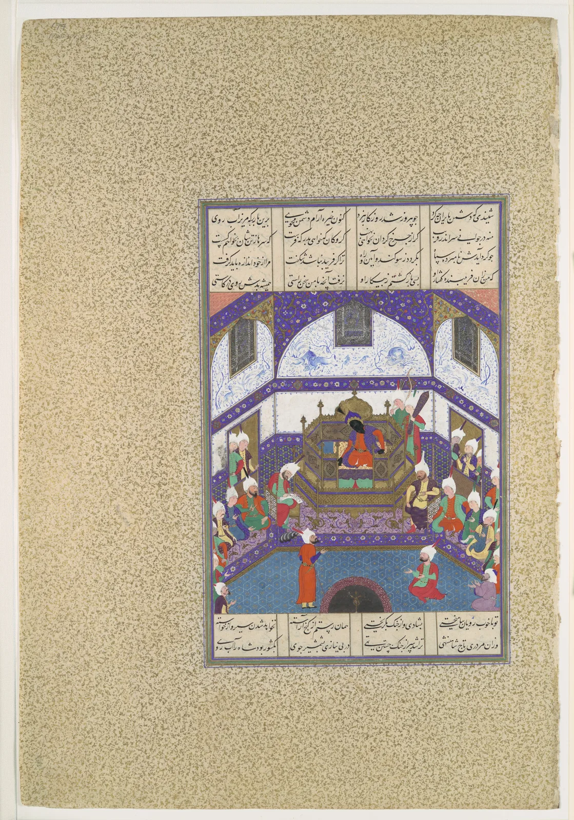 "Kai Kavus Upbraids Siyavush in a Letter", Folio 174r from the Shahnama (Book of Kings) of Shah Tahmasp — تصویر رکورد موزهٔ متروپولیتن (دسترسی آزاد)