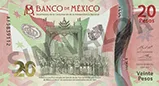 روی اسکناس $20 پزوی مکزیک
