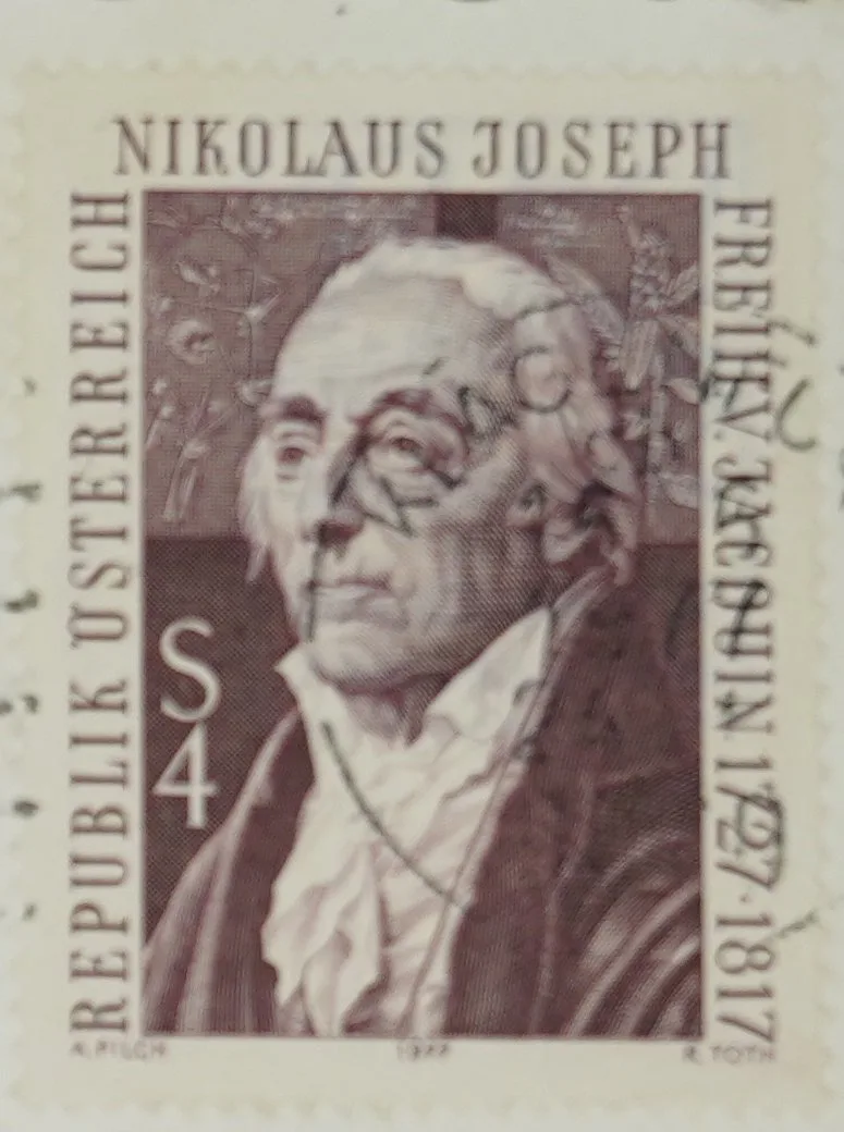 Briefmarke mit einem Porträt von Nikolaus Joseph von Jacquin — تصویر رکورد یوروپیانا