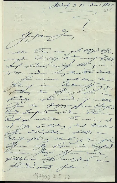 Brief von Clara Schumann an Eberhard Peters — تصویر رکورد یوروپیانا