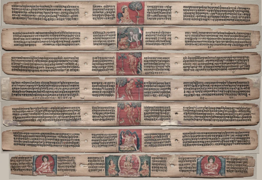 Seven Leaves from a Manuscript of the Gandavyuha-sutra (Scripture of the Supreme Array) — تصویر رکورد موزهٔ هنر کلیولند (دسترسی آزاد)