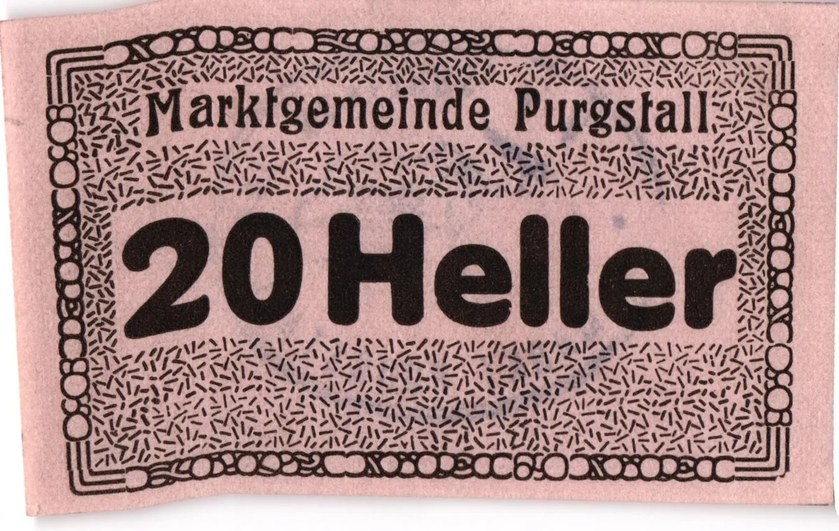 20 Heller, Notgeldschein der Marktgemeinde Purgstall, Niederösterreich — تصویر رکورد یوروپیانا