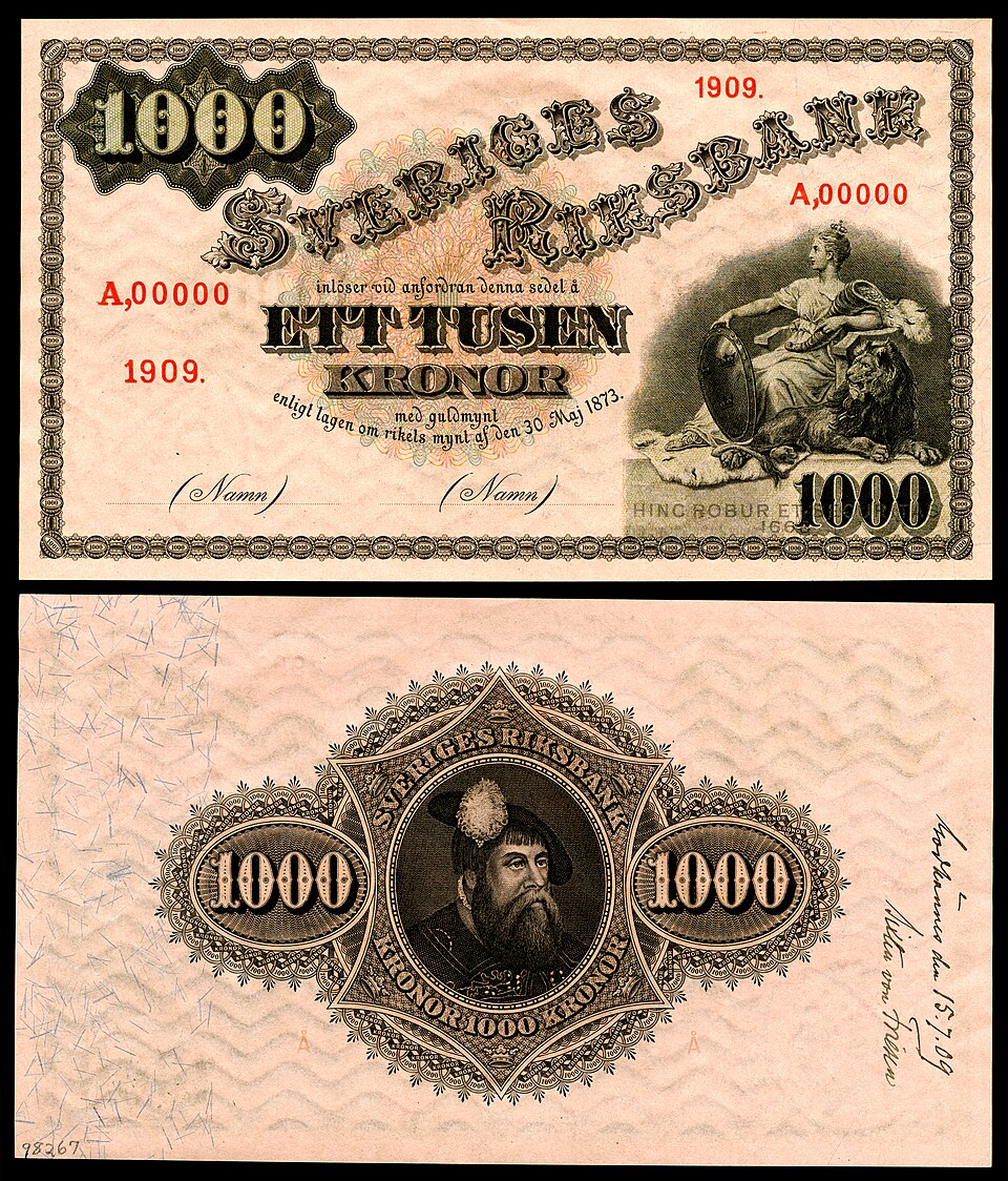 روی اسکناس — 1000 kronor سوئد