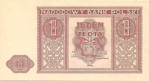 روی اسکناس — 1 złoty لهستان