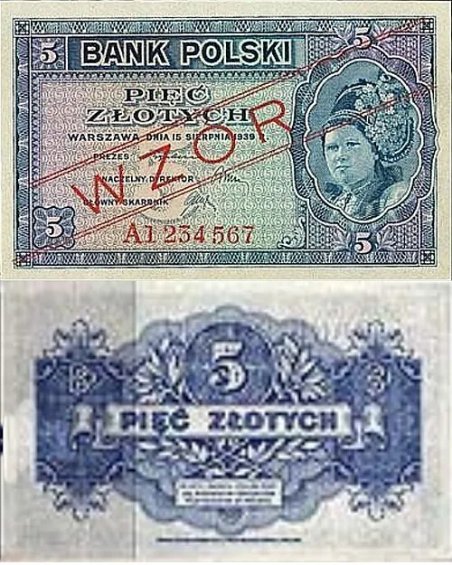 روی اسکناس — 5Zloty لهستان