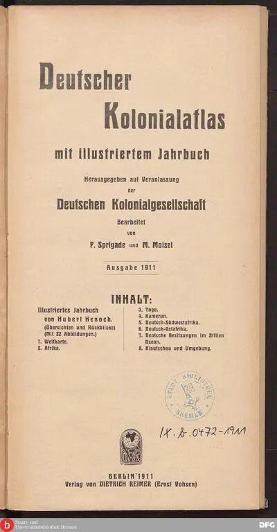 Deutscher Kolonial-Atlas : mit illustriertem Jahrbuch — تصویر رکورد یوروپیانا