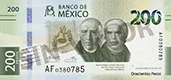 روی اسکناس $200 پزوی مکزیک