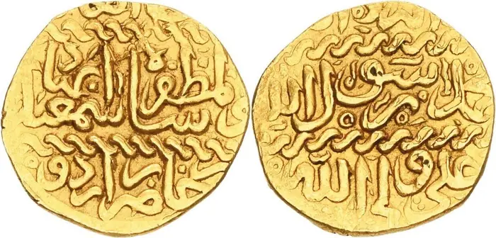 روی و پشت «۱ اشرفی — شاه اسماعیل یکم صفوی، ۱۵۰۲–۱۵۲۵ م» — عکس رکورد کاتالوگ نومیستا