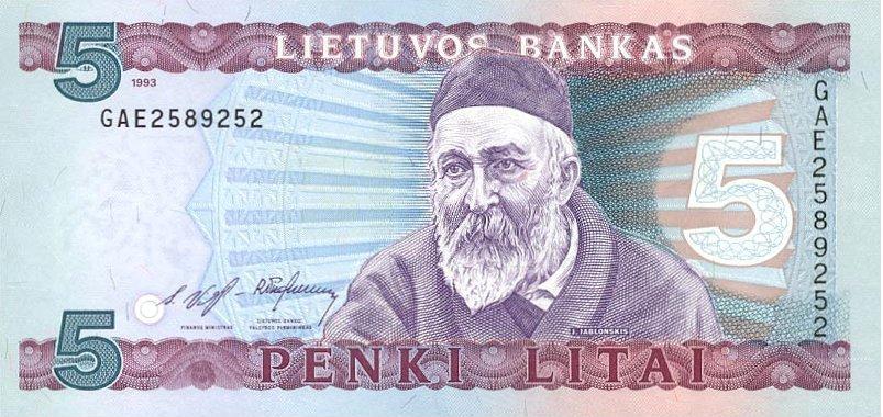 روی اسکناس — 5199 لیتاس لیتوانی