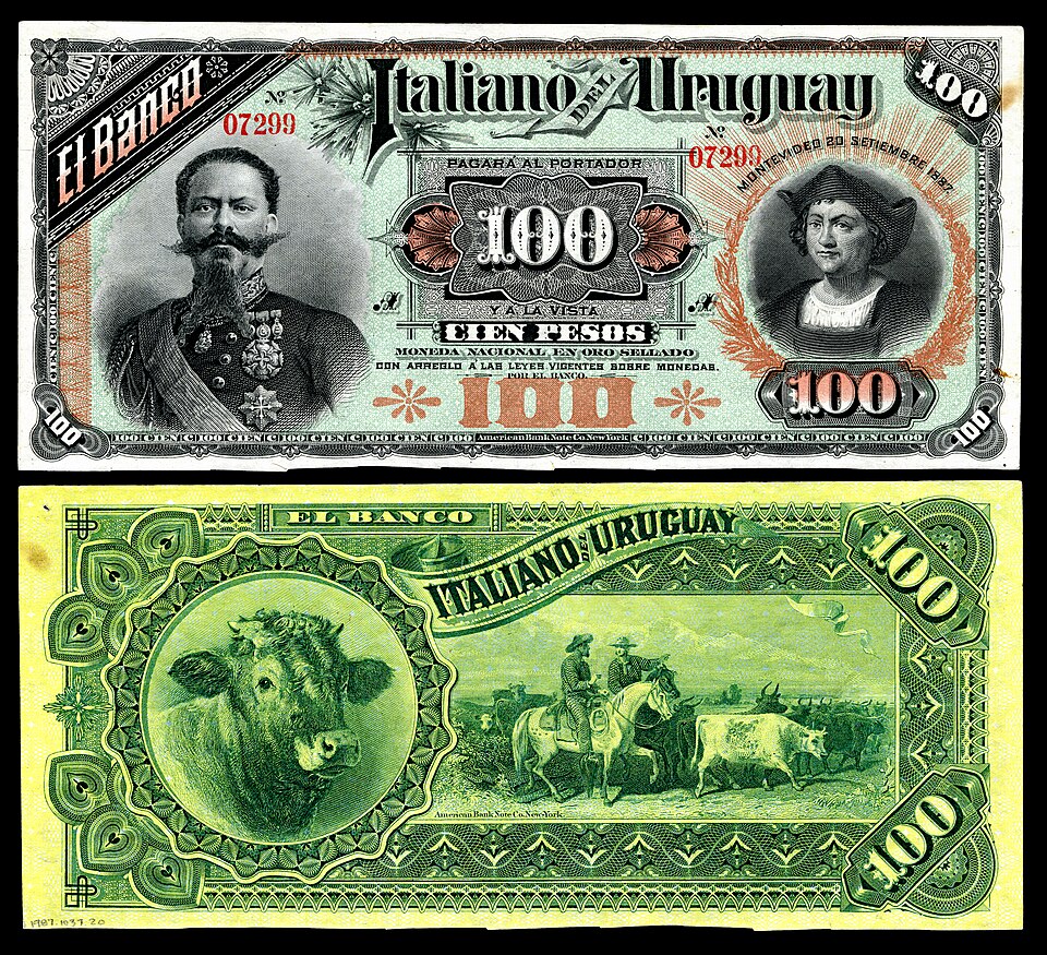 روی اسکناس — 100 peso اروگوئه