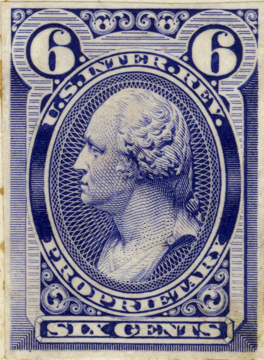6c Proprietary general issue revenue stamp plate proof — تصویر رکورد موزهٔ ملی هنر آسیایی اسمیتسونیان (دسترسی آزاد)