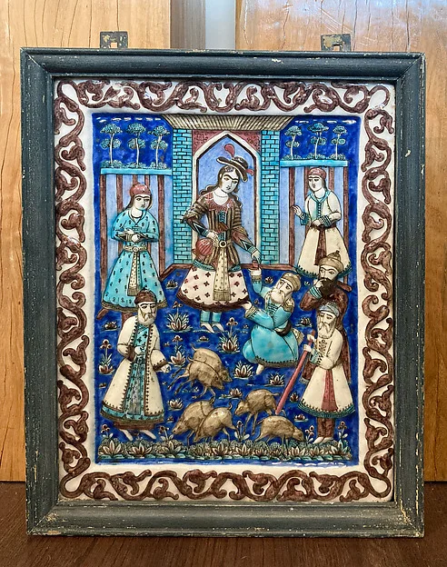 Tile Depicting Shaykh Sanan and the Christian Maiden — تصویر رکورد موزهٔ متروپولیتن (دسترسی آزاد)
