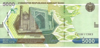 روی اسکناس — 5000 سوم ازبکستان