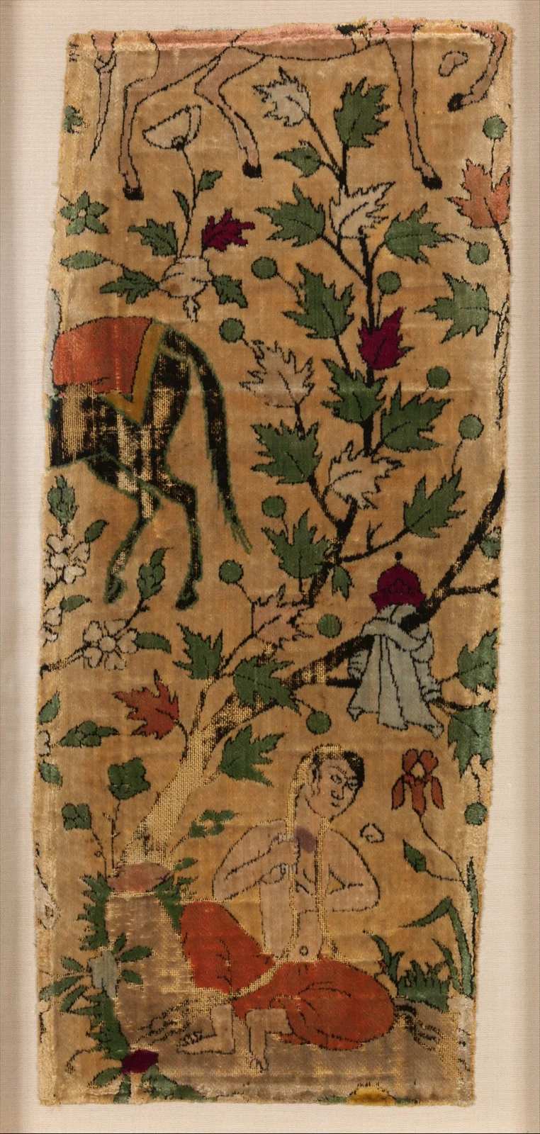 Velvet Fragment with Design from Nizami of Ganja's Khusrau and Shirin — تصویر رکورد موزهٔ متروپولیتن (دسترسی آزاد)