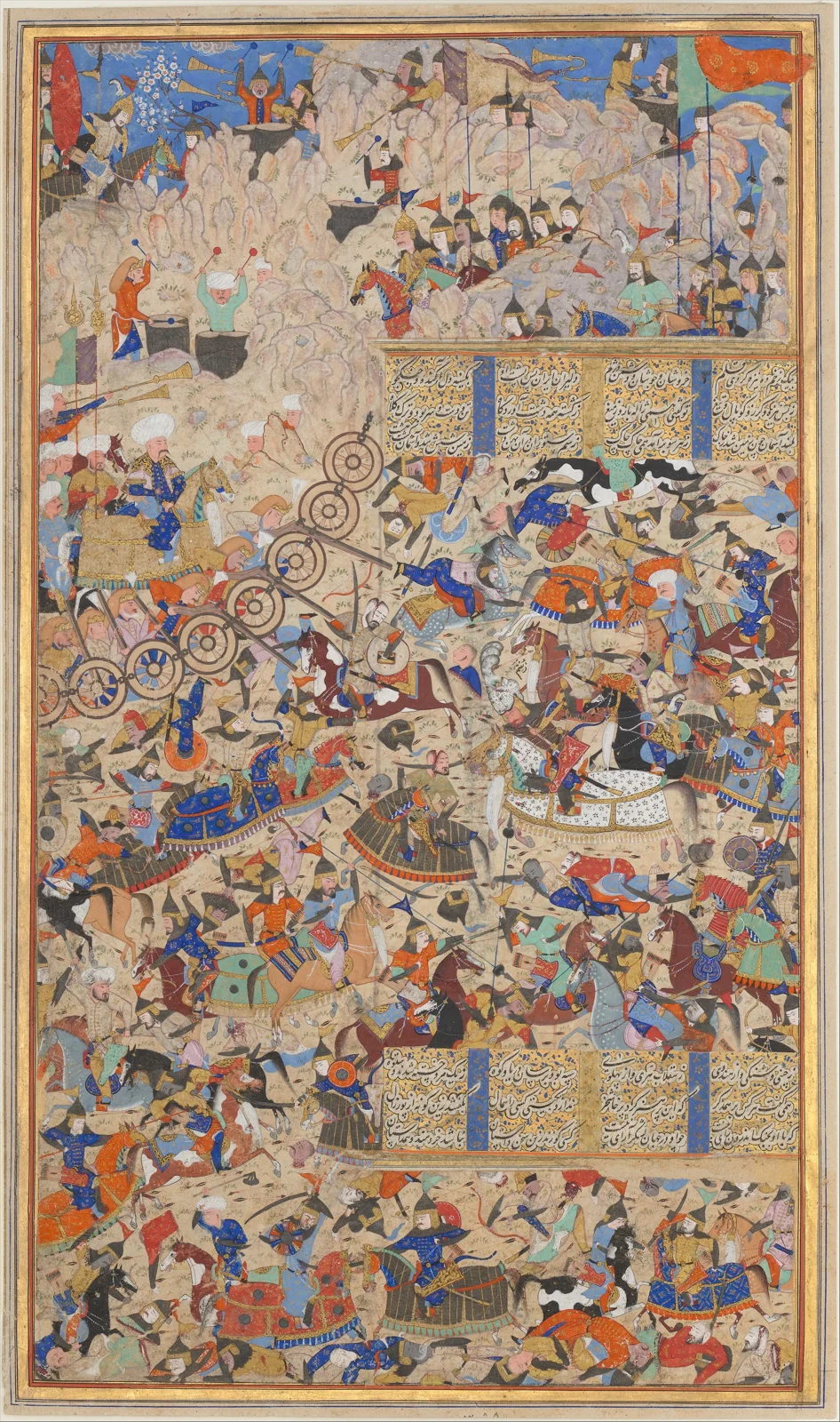 "Battle Between Iranians and Turanians", Folio from a Shahnama (Book of Kings) — تصویر رکورد موزهٔ متروپولیتن (دسترسی آزاد) — شمارهٔ رکورد 52.20.9a