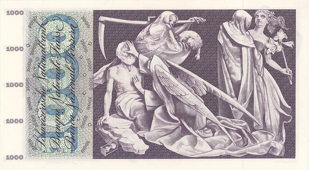 پشت اسکناس 1000 francs فرانک سوئیس