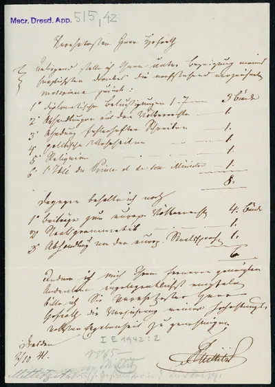 Autografenmappe von Beno Kaufmann, Brief von Alexander von Miltitz an Konstantin Karl Falkenstein, 2.10.1841 — تصویر رکورد یوروپیانا