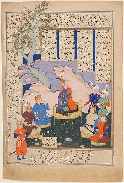 "Luhrasp Hears from the Returning Paladins of the Vanishing Kai Khusrau", Folio from a Shahnama (Book of Kings) of Firdausi — تصویر رکورد موزهٔ متروپولیتن (دسترسی آزاد)