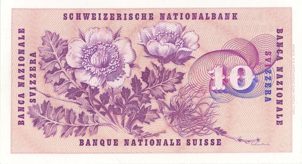 پشت اسکناس 10 francs فرانک سوئیس