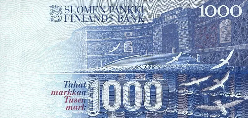 پشت اسکناس 1000 mk مارکای فنلاند