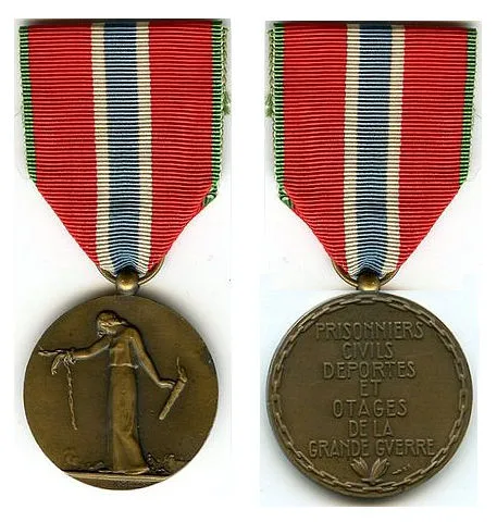 Medal for civilian prisoners, deportees and hostages of the 1914-1918 Great War — تصویر رکورد ویکیداده