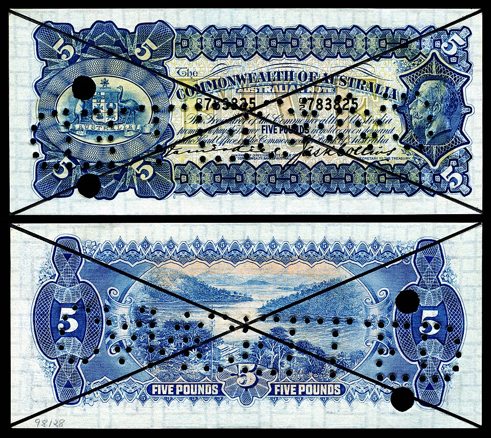 روی اسکناس — 5 pound استرالیا