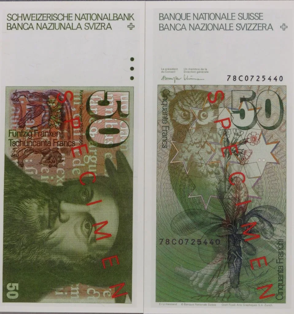 Banknote Fr 50,  historisch, 1976 — تصویر رکورد یوروپیانا