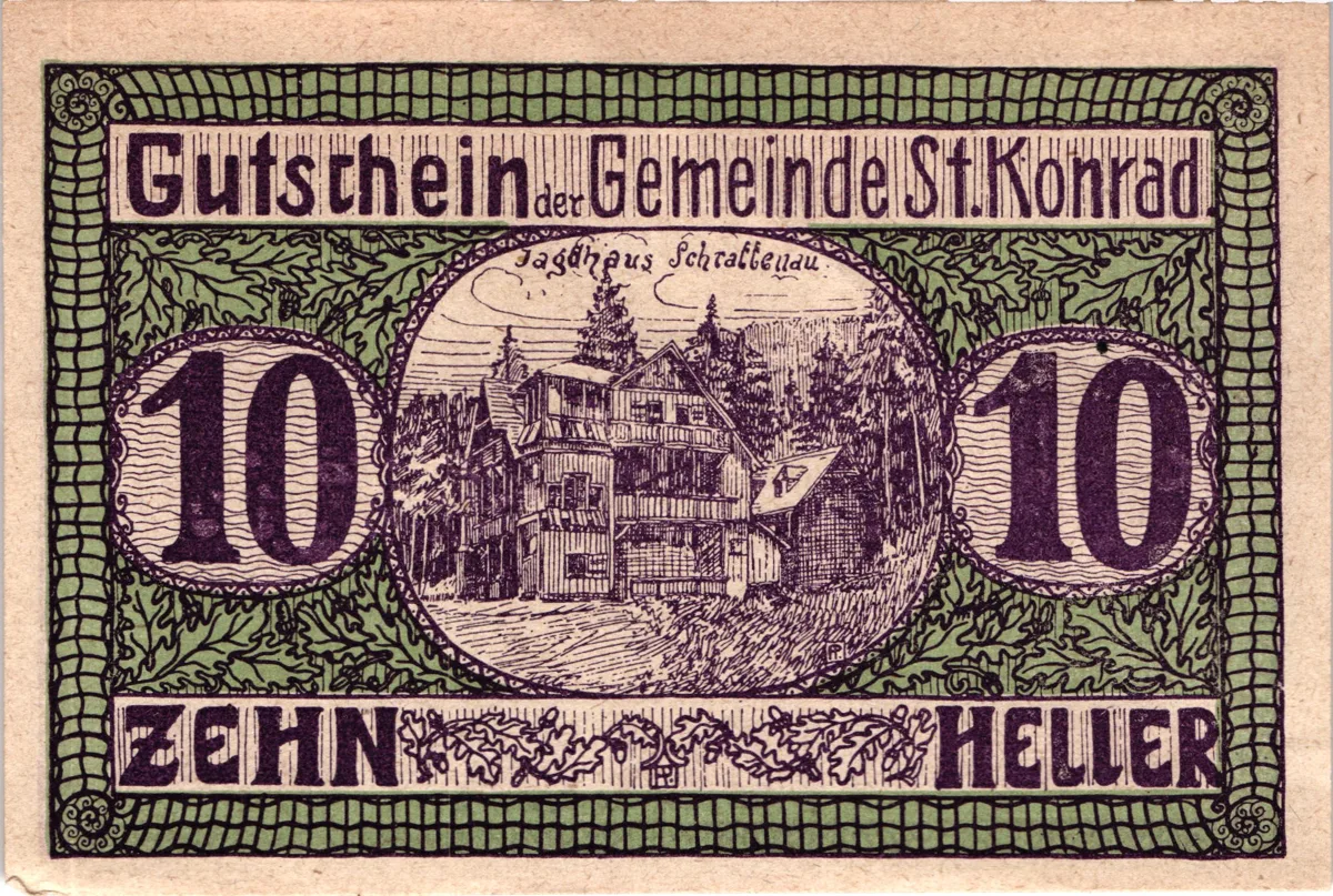 10 Heller, Notgeldschein der Gemeinde St. Konrad, Oberösterreich — تصویر رکورد یوروپیانا