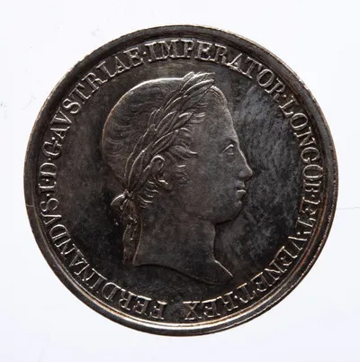 Medalie (jeton) dedicată încoronării lui Ferdinand al V-lea ca rege al Lombardiei și Veneției — تصویر رکورد یوروپیانا