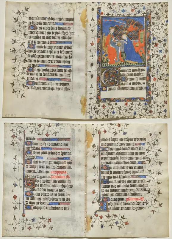 Bifolio from a Book of Hours: Coronation of the Virgin (recto); Text (verso) — تصویر رکورد موزهٔ هنر کلیولند (دسترسی آزاد)