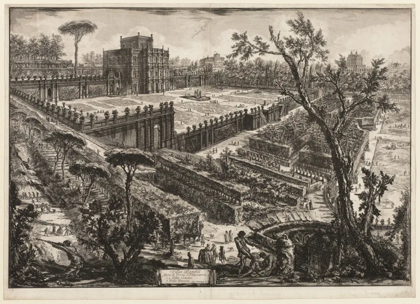 Villa Pamphili outside Porta S. Pancrazio, from Views of Rome — تصویر رکورد مؤسسهٔ هنر شیکاگو (دسترسی آزاد)