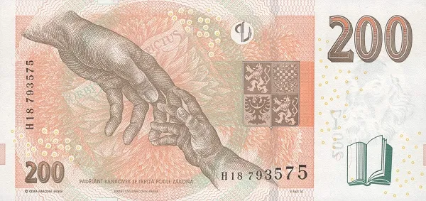 پشت اسکناس 200 Kč کرون چک