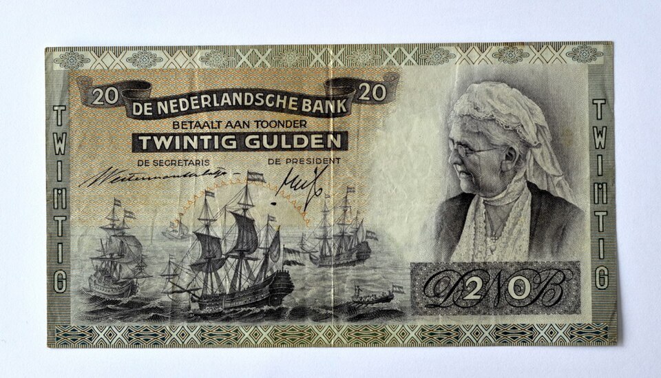 روی اسکناس — 20 gulden هلند